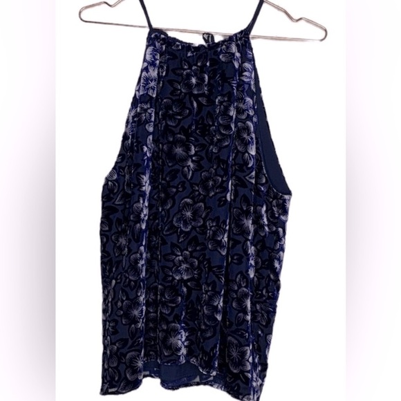 N.W.T Drew Alina Navy Blue Velvet Halter Top size L - Picture 2 of 10